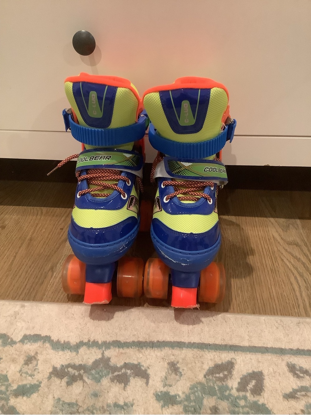 Kids Adjustable Quad Roller Skates - Blue & Neon Green